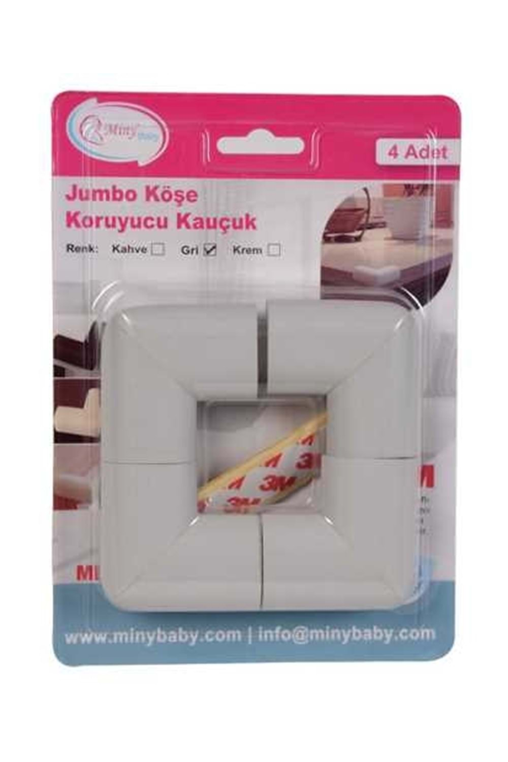 Miny Baby Jumbo Köşe Koruyucu Kauçuk Gri 4'lü MB-605