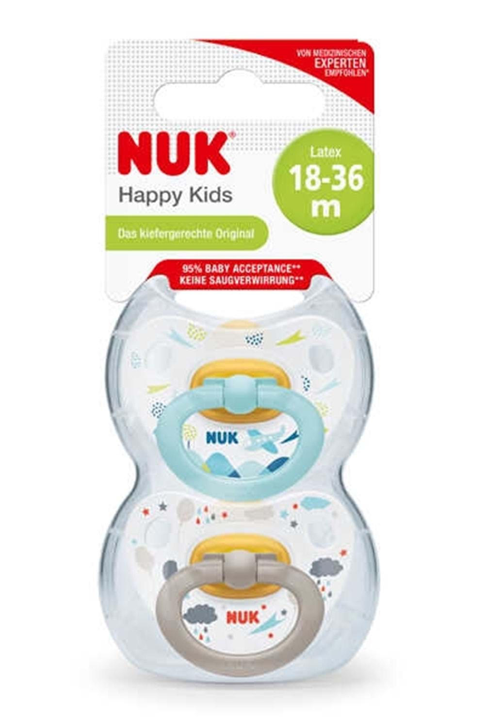 Nuk Happy Kids Kauçuk İkili Emzik Kutulu No:3 18 ay+