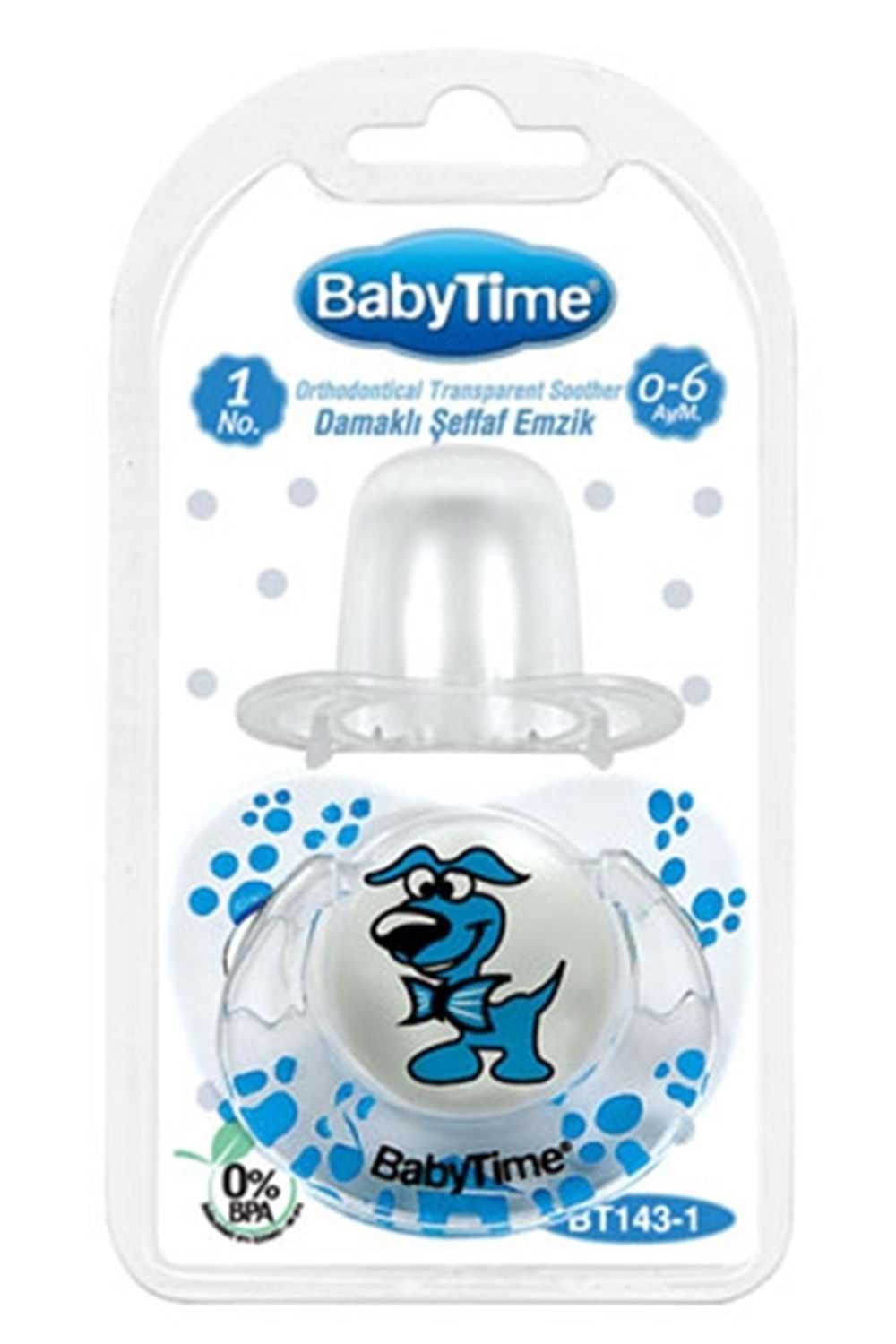 Baby Time Damaklı Desenli Şeffaf Emzik 0-6 ay BT143