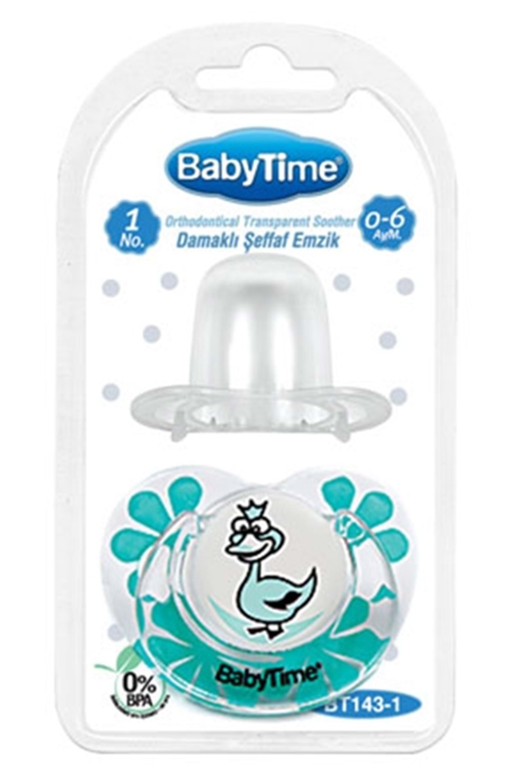 Baby Time Damaklı Desenli Şeffaf Emzik 0-6 ay BT143