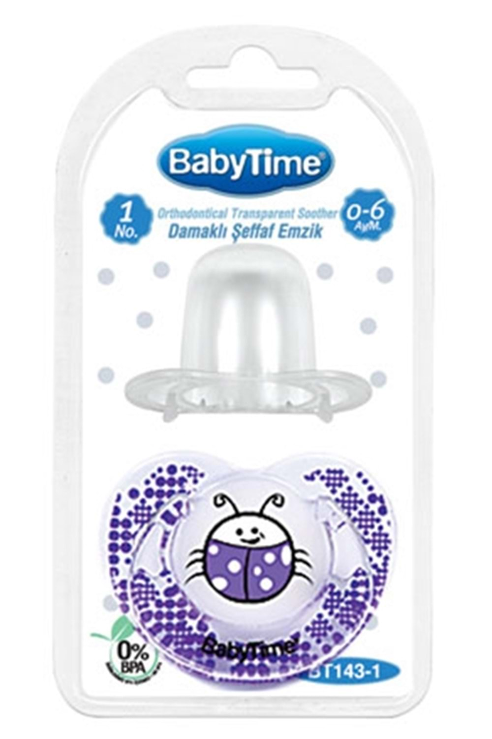 Baby Time Damaklı Desenli Şeffaf Emzik 6-18 ay BT144