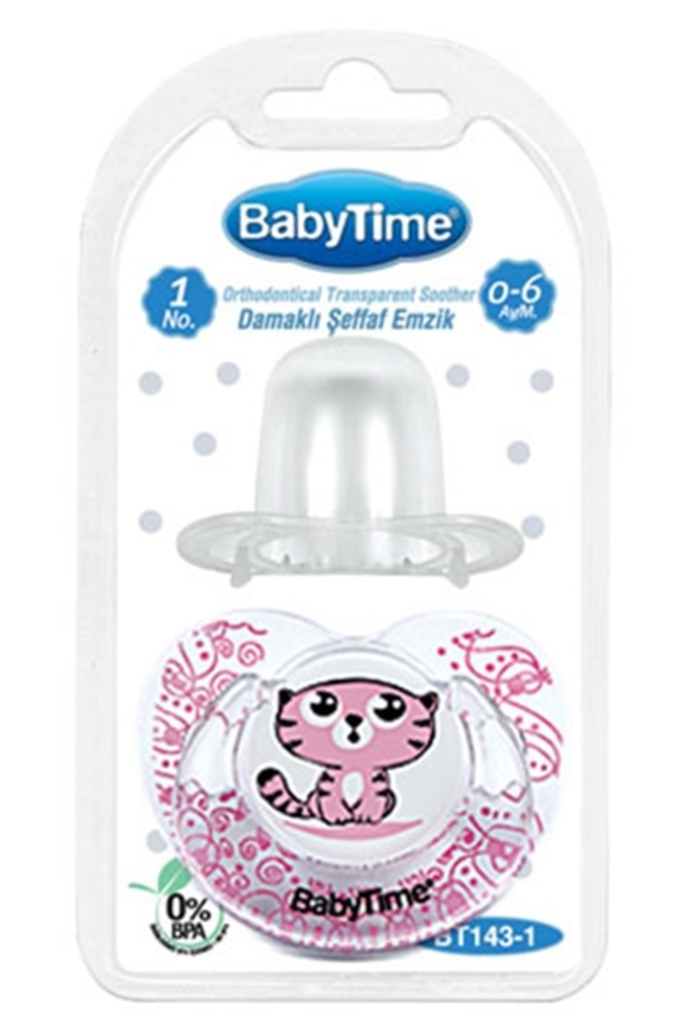 Baby Time Damaklı Desenli Şeffaf Emzik 18 ay+ BT145