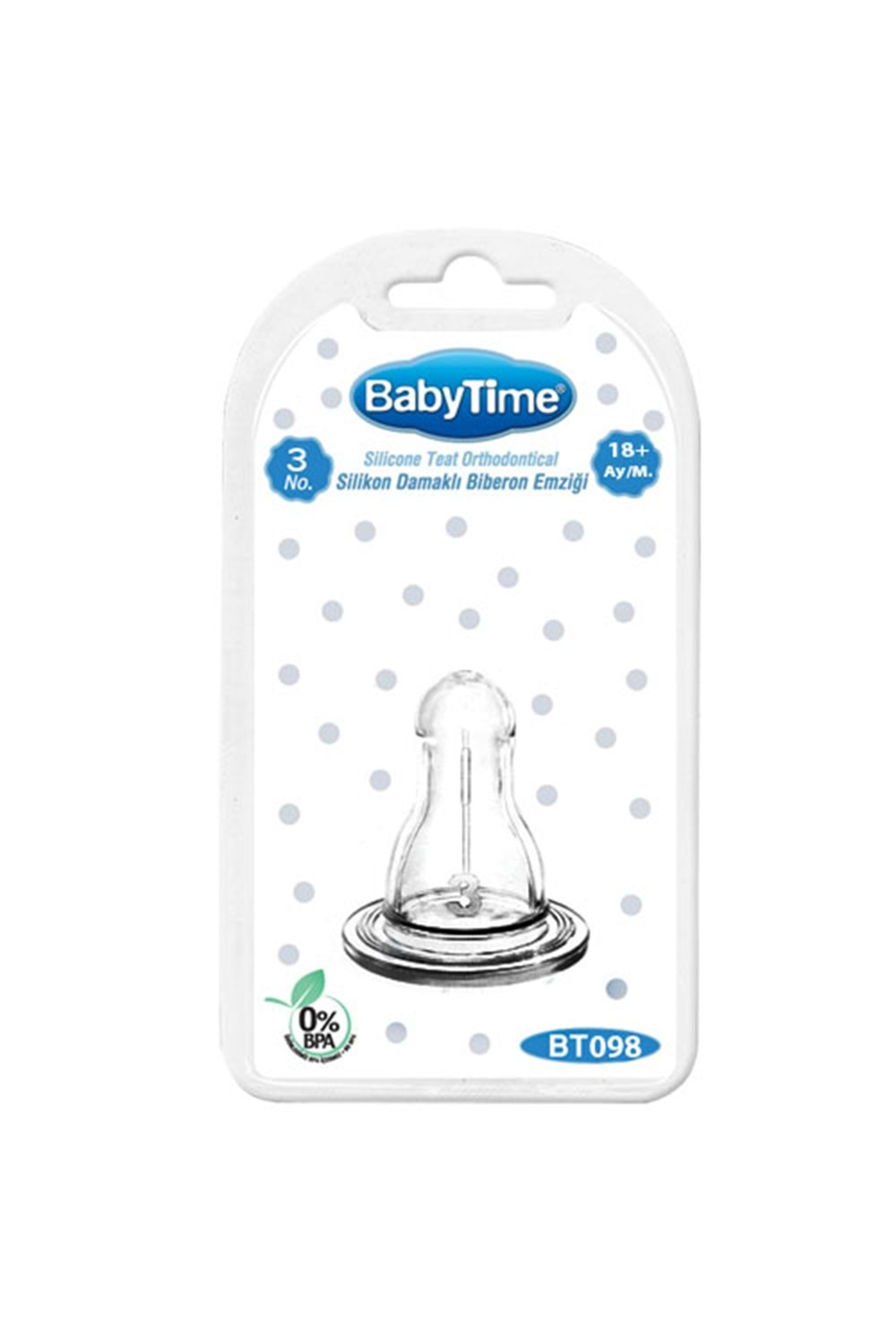 Baby Time Silikon Klasik Biberon Emziği 18 ay+ BT098