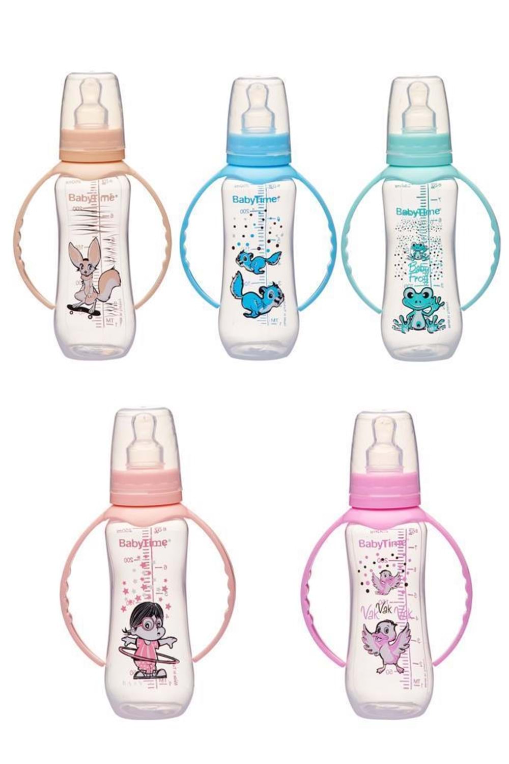 Baby Time Kulplu PP Biberon Silikon Kiraz Uçlu 150 ml BT070