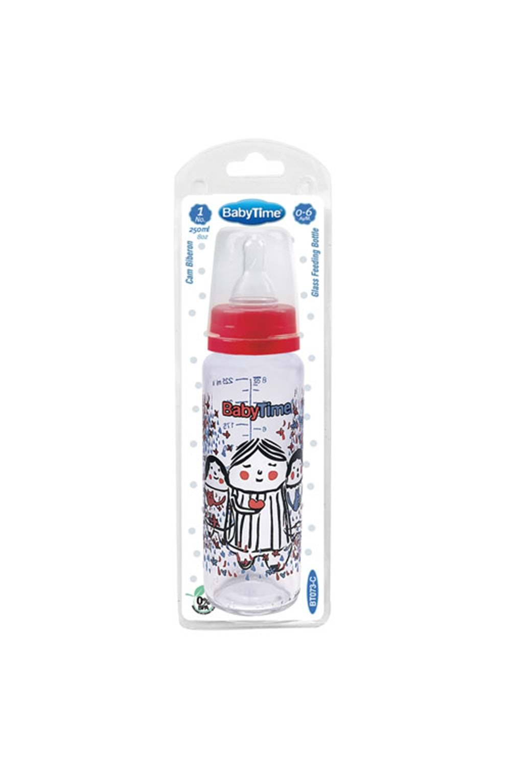 Baby Time Klasik Cam Biberon Silikon Kiraz Uçlu 225 ml BT073