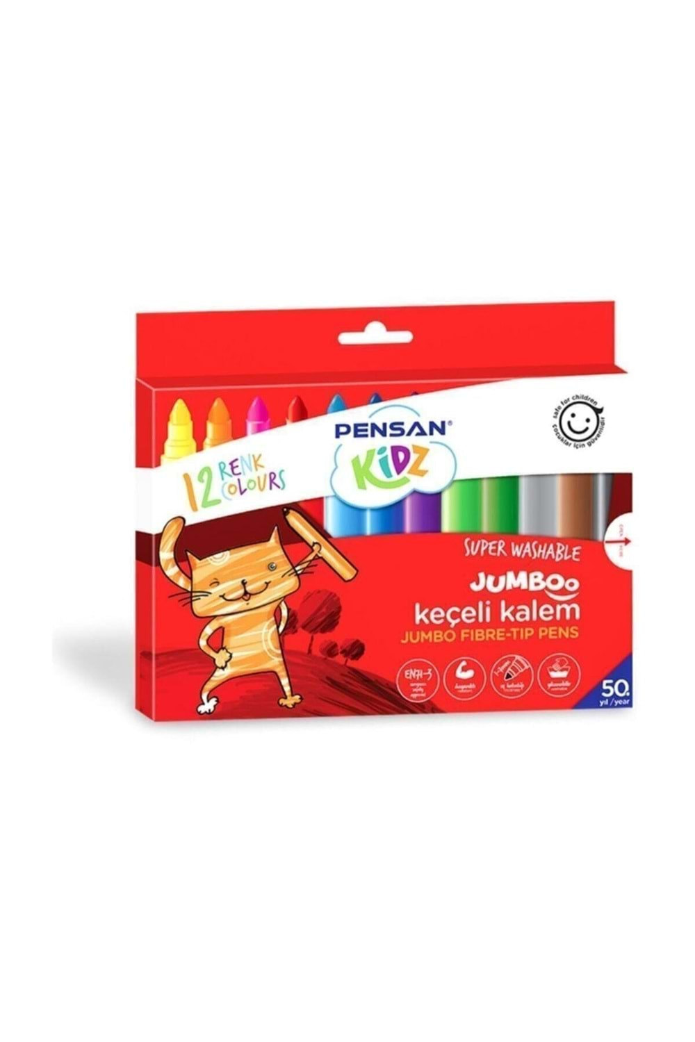 Pensan Kids Yıkanılabilir Jumbo Keçeli Kalem 12 li