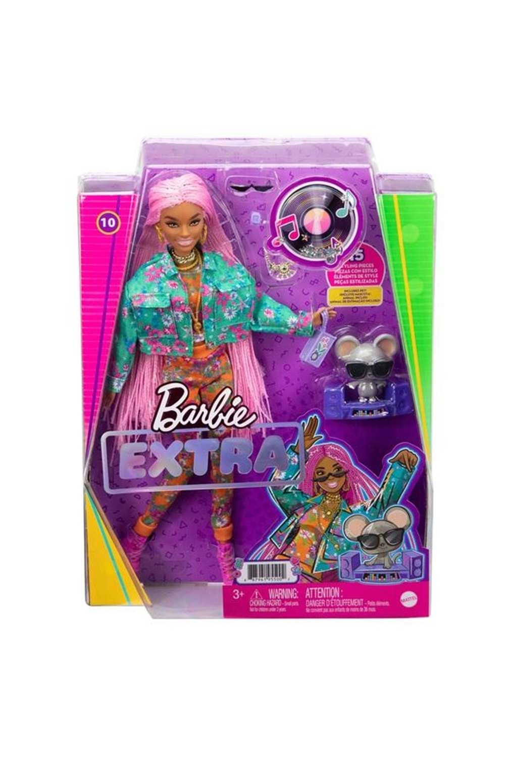 Barbie Extra Pembe Örgü Saçlı Bebek GXF09