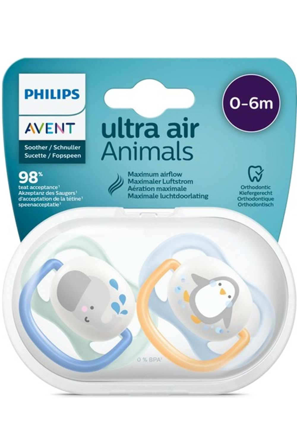 Avent Animals Silikon Emzik Ultra Air 0-6 Ay SCF080/05