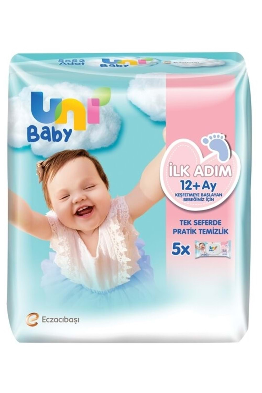 Uni Baby İlk Adım Islak Mendil 12 ay+ 5 li