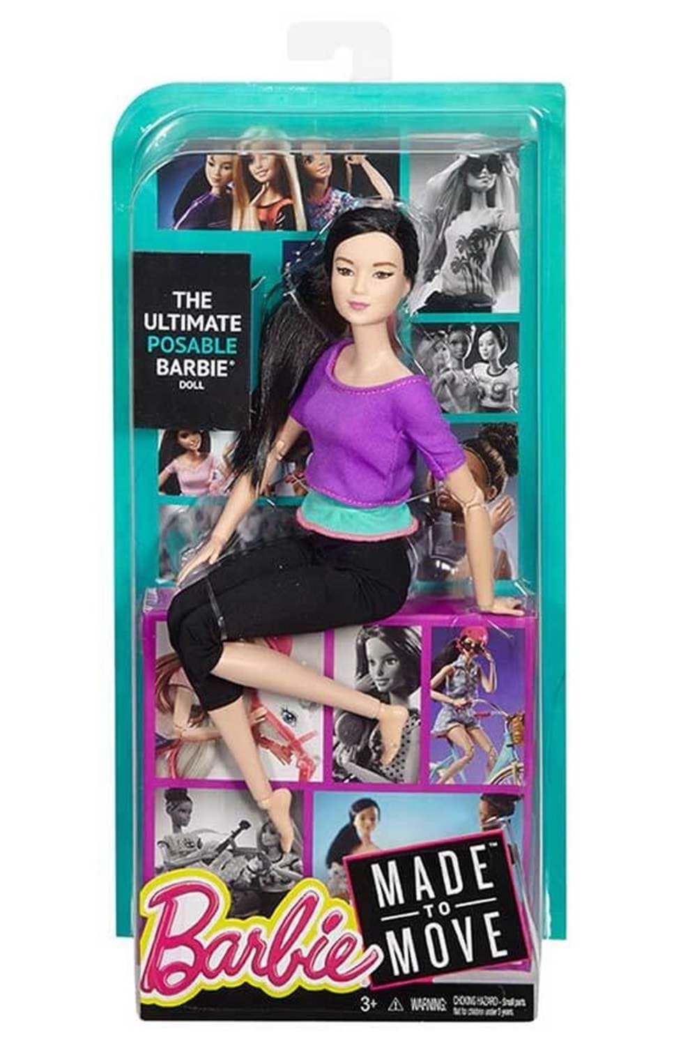 Barbie Sonsuz Hareket Bebeği Siyah Saçlı Siyah Taytlı DHL84