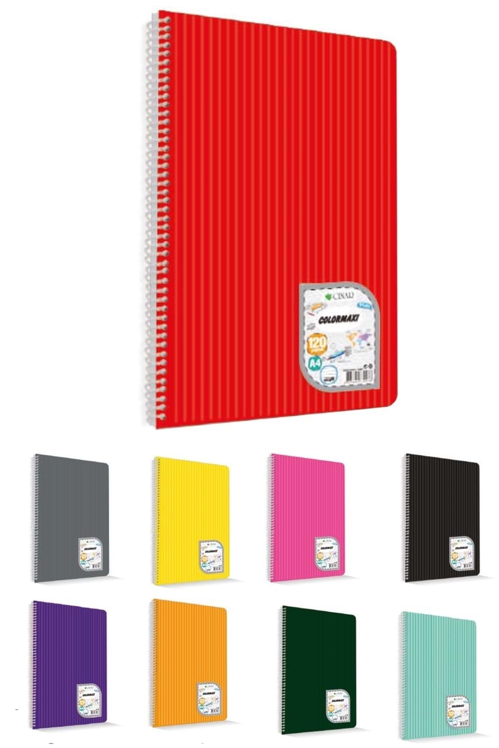 Çınar Colormaxi Çizgili Pp Kapak Spiralli Defter A4 120 Yaprak 73007