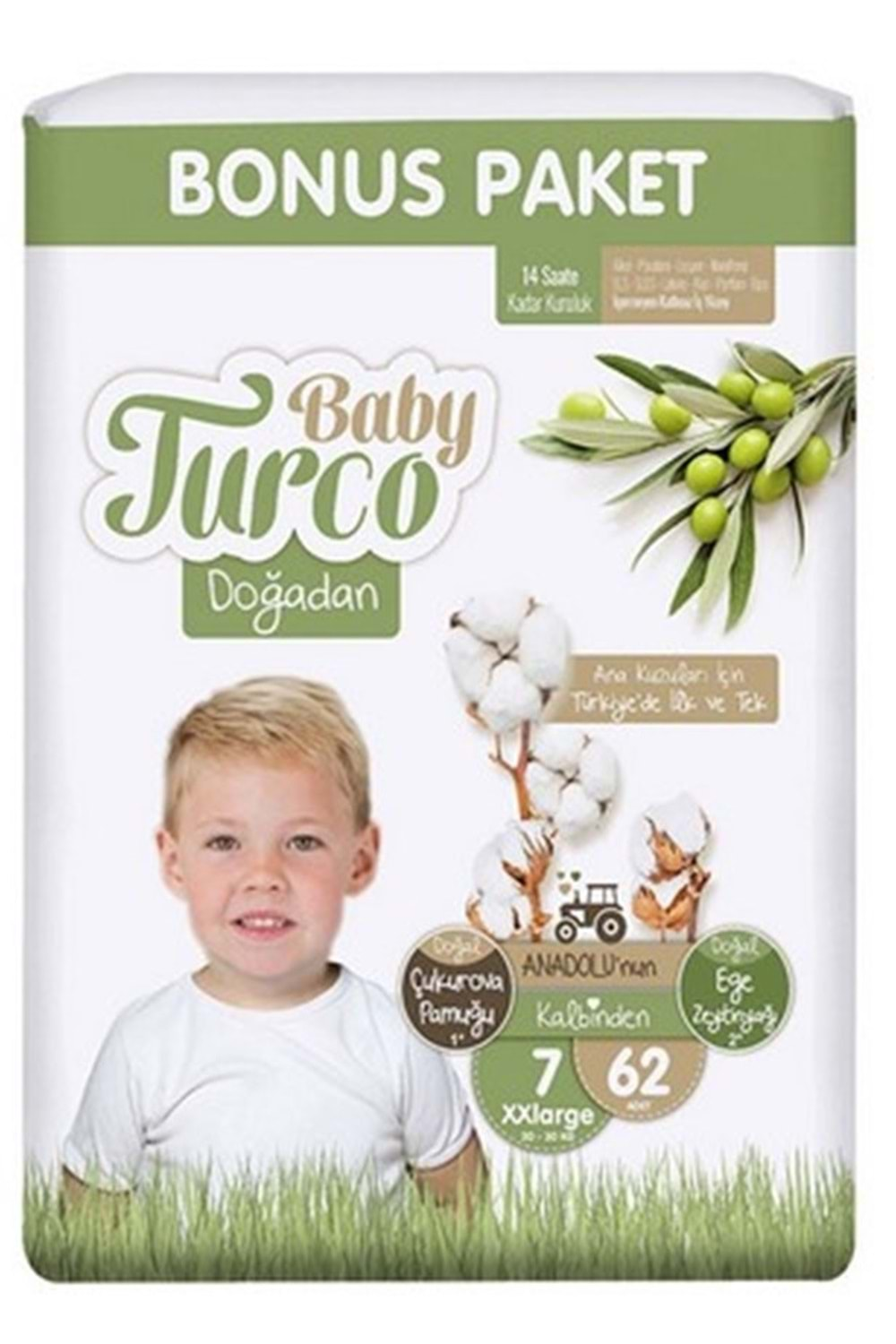 Baby Turco Doğadan Bebek Bezi Bonus Paket 7 62 li 20-30 kg