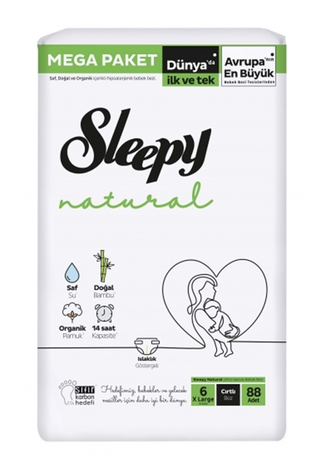 Sleepy Natural Bebek Bezi 6 no 15-25kg 88 li Mega Paket