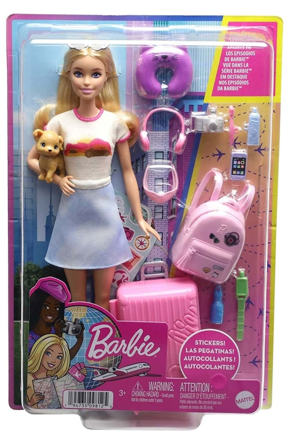 Barbie Seyahatte Bebeği ve Aksesuarları HJY18