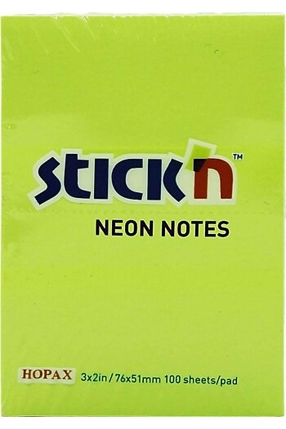 Stickn Yapışkanlı Not Kağıdı 76x51 mm 100 yaprak Yeşil 21163