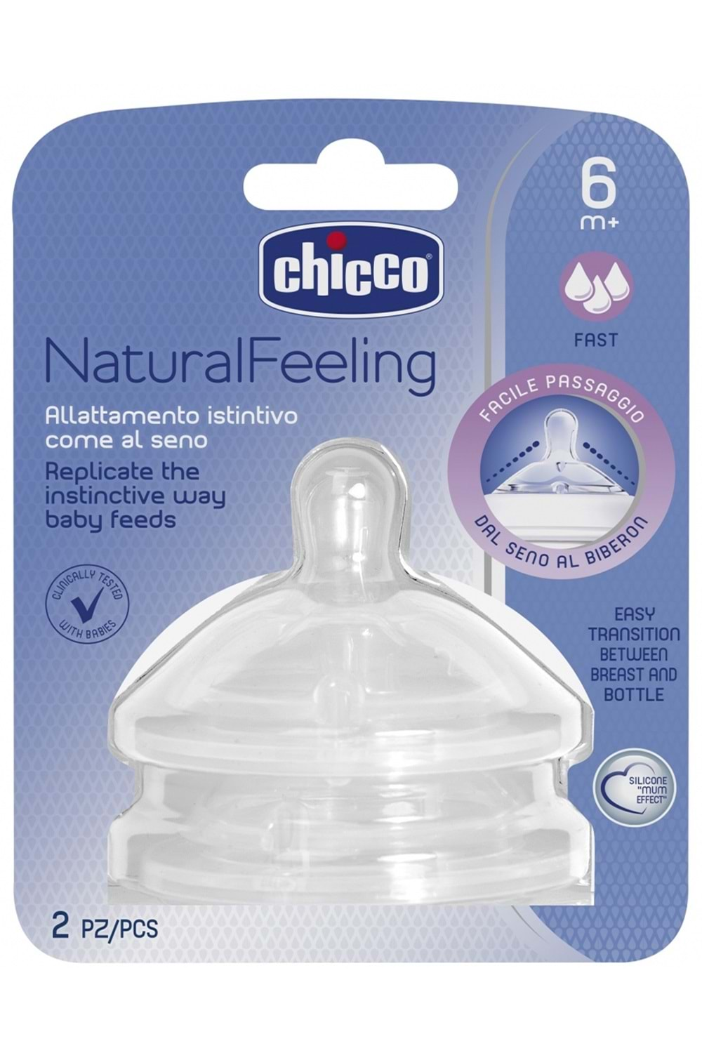 Chicco Natural Feeling Silikon Biberon Emziği 2 li 6 Ay+