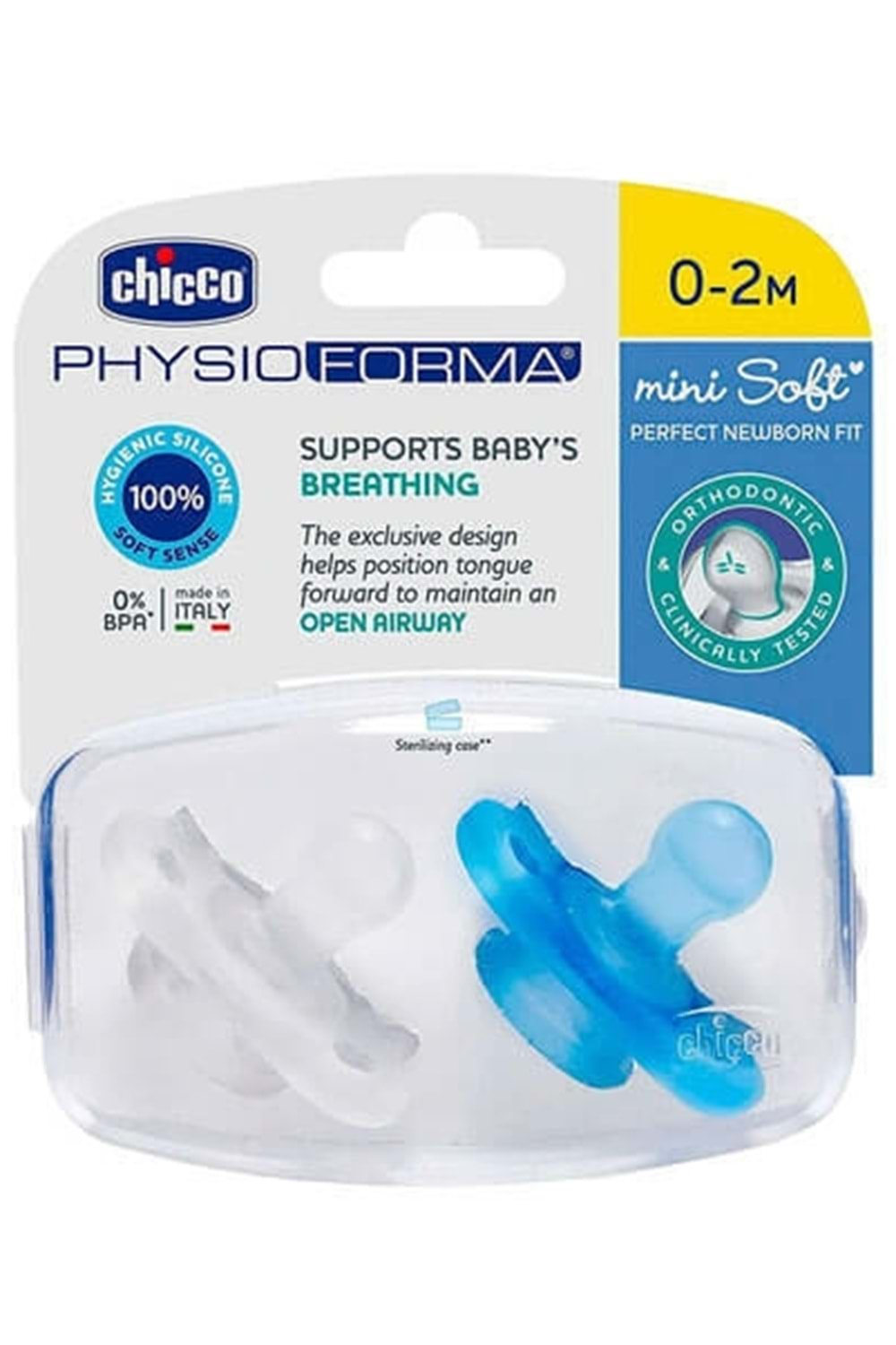 Chicco Physio Forma Mini Soft Emzik 2 li Mavi 0-2 Ay