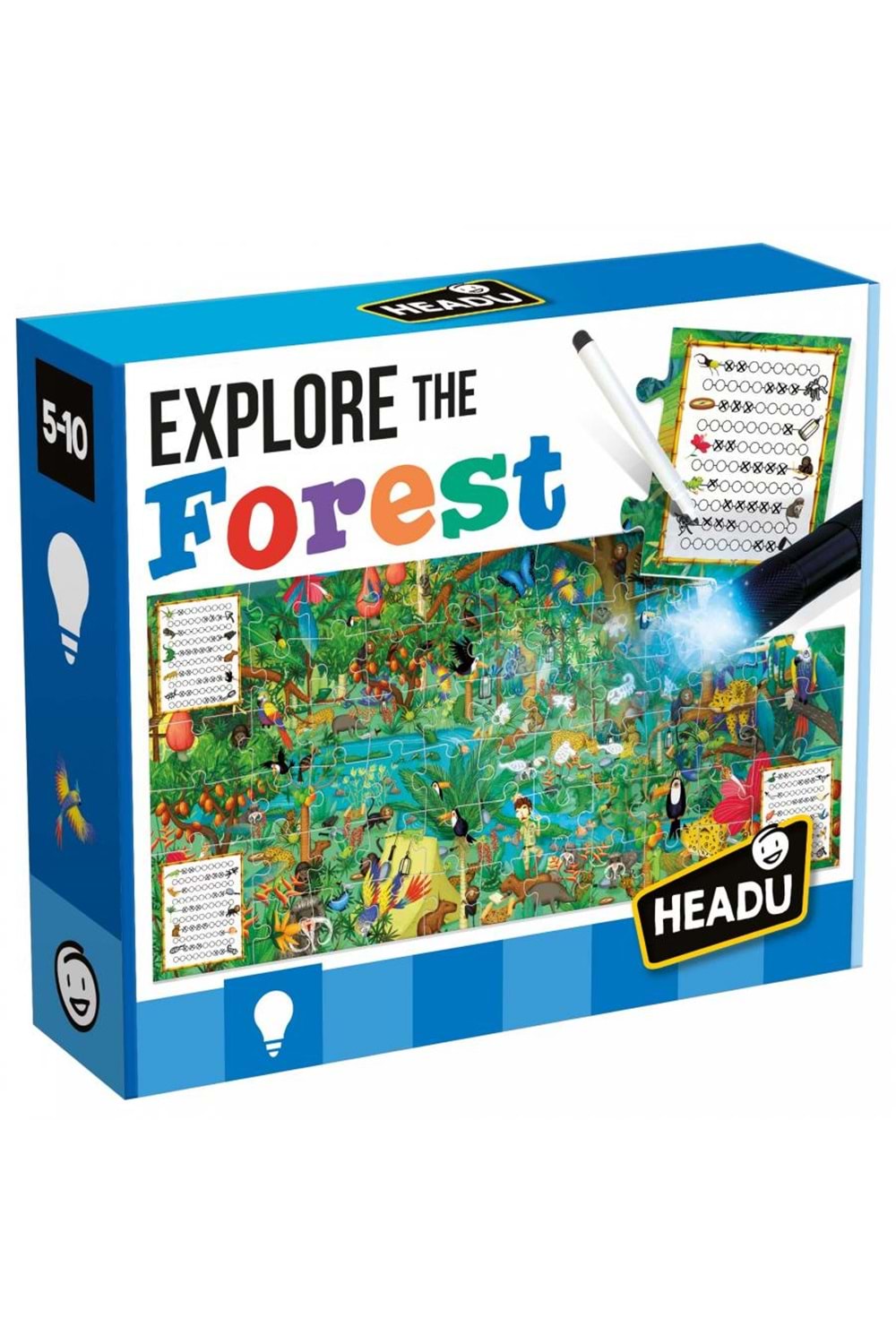 Headu Safari Keşfet Sihirli Fenerli Etkinlik Puzzle 5-10 Yaş IT21420