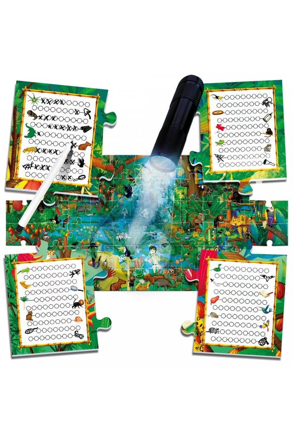 Headu Safari Keşfet Sihirli Fenerli Etkinlik Puzzle 5-10 Yaş IT21420