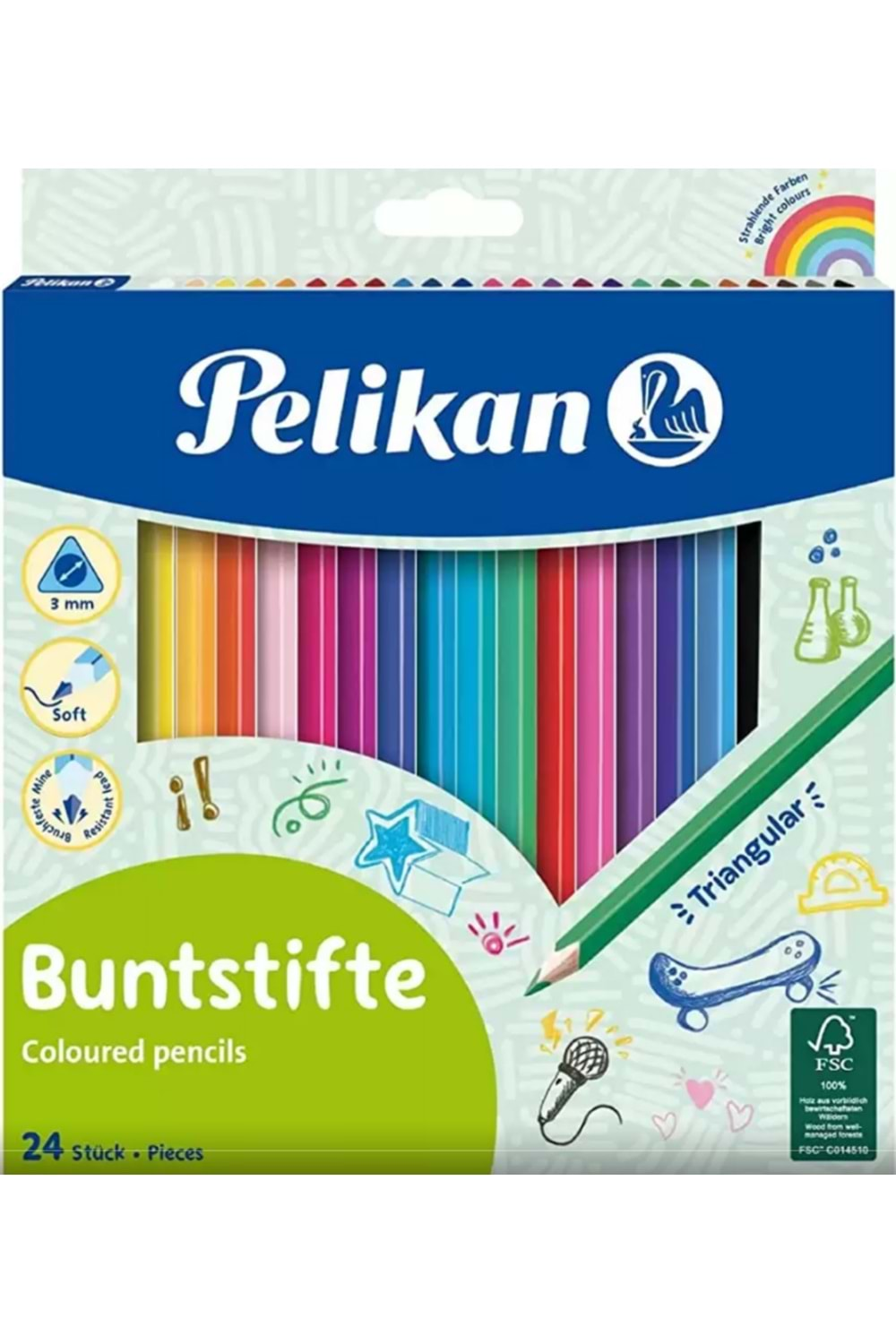 Pelikan Kuru Boya Kalemi Üçgen 24 Lü 700122