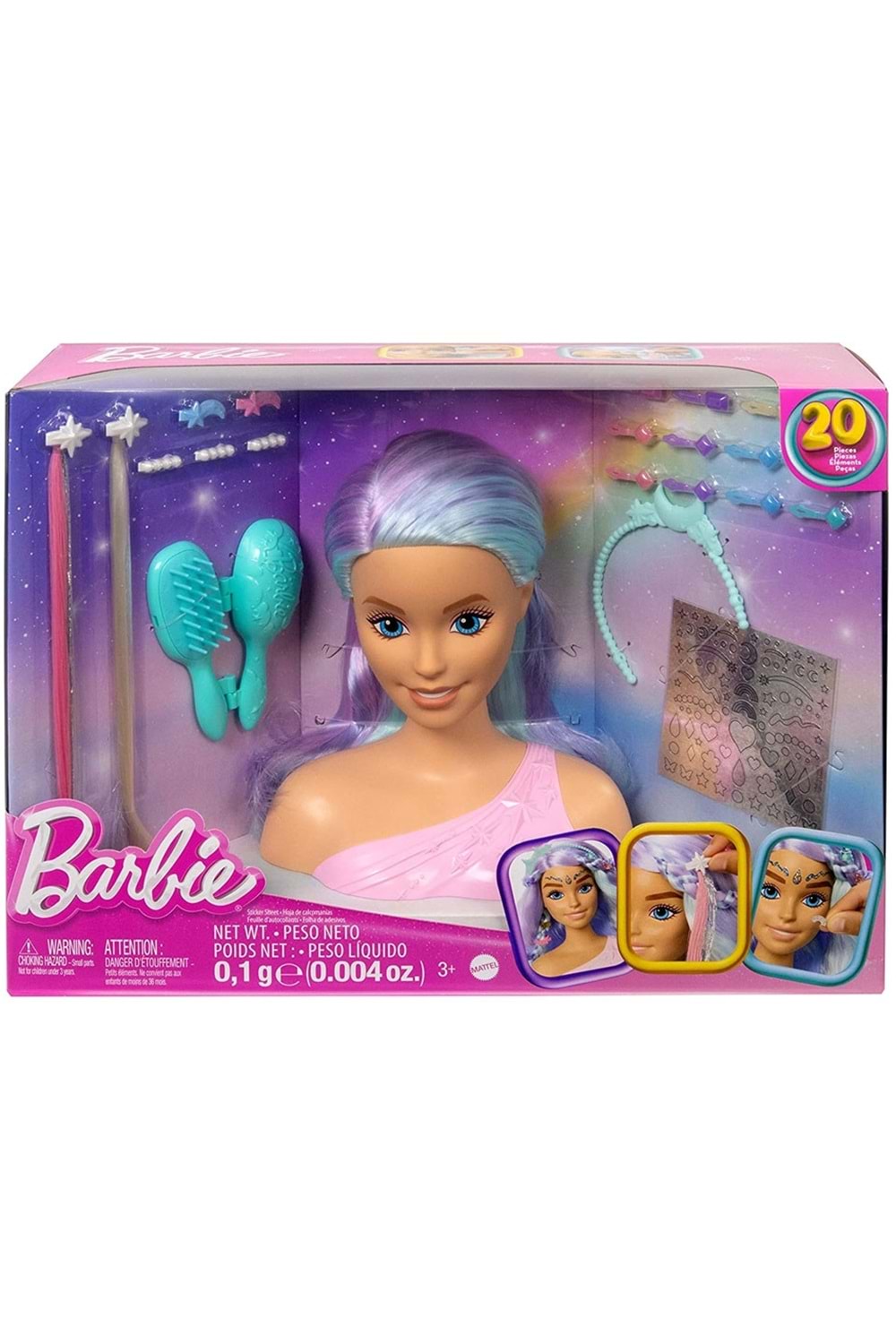 Barbie nin Renkli Saçlı Büstü ve Aksesuarları HMD82