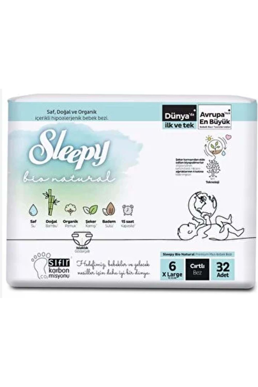 Sleepy Bio Natural Bebek Bezi 6 No 15-25 kg 32 Li Jumbo Paket