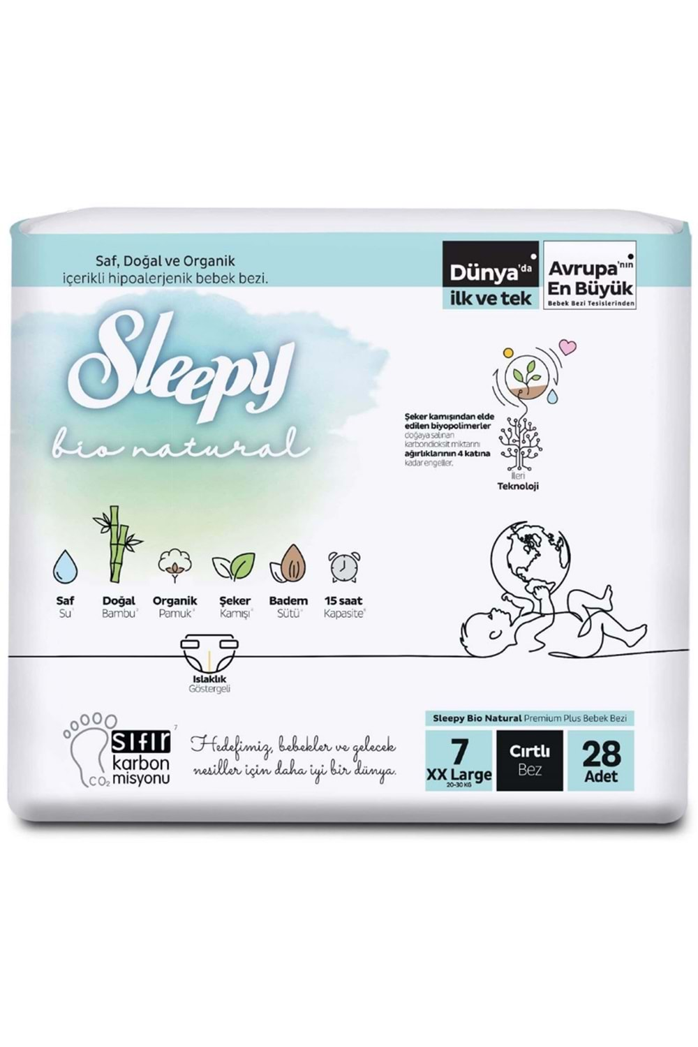 Sleepy Bio Natural Bebek Bezi 7 No 20-30 kg 28 Li Jumbo Paket