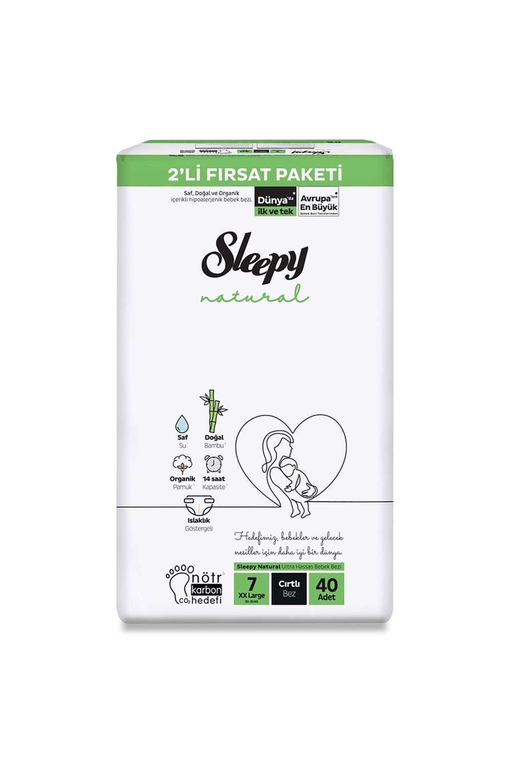 Sleepy Natural Bebek Bezi 7 no 20-30 kg 40 lı Fırsat Paket