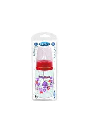 Baby Time Klasik Cam Biberon Silikon Kiraz Uçlu 125 ml BT074