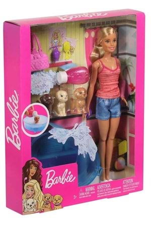 Barbie Bebek ve 3 Yavru Köpekli Oyunu GDJ37