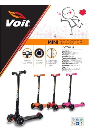 Voit 218 Mini Scooter Işıklı Teker Siyah