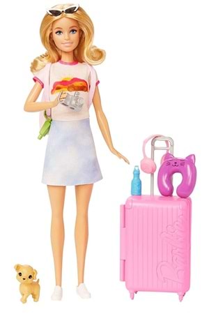 Barbie Seyahatte Bebeği ve Aksesuarları HJY18