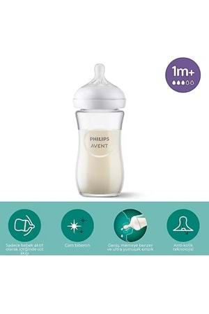 Avent Doğal Tepkili Cam Biberon 240 ml 1 Ay+ SCY933/01