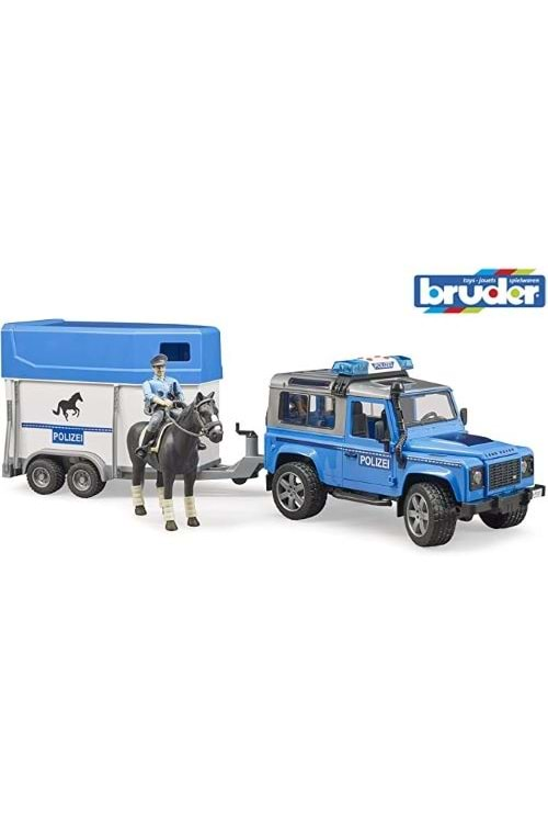 Bruder Land Rover Polis Araci / At Nakil Römorku / Memur Ve Ati 02588