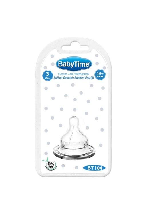 Baby Time Silikon Geniş Ağız Biberon Emziği 18 ay+ BT104