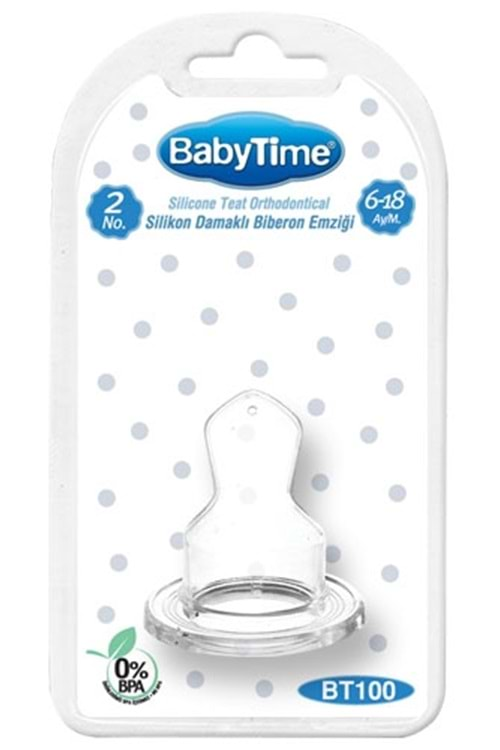 Baby Time Silikon Geniş Ağız Biberon Emziği 6-18 ay BT100