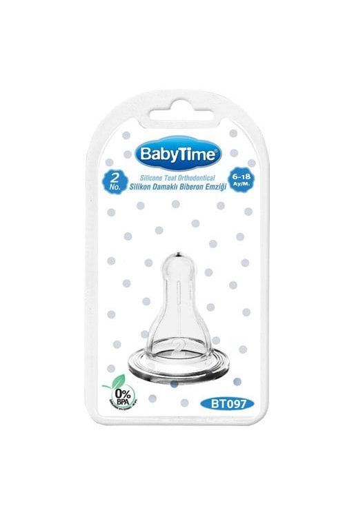 Baby Time Silikon Klasik Biberon Emziği 6-18 ay BT097