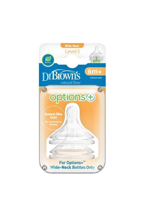 Dr Browns Options Geniş Ağız Silikon Biberon Emziği 2 Li 6 Ay+