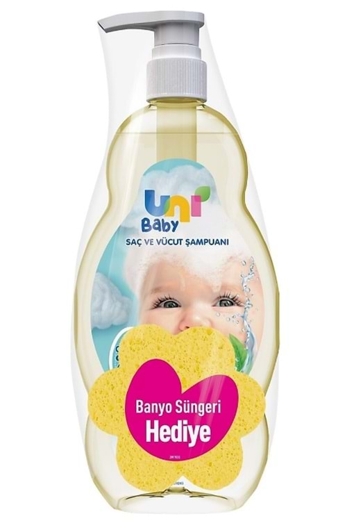 Uni Baby Saç ve Vücut Şampuanı Banyo Süngeri Hediyeli 700 ml