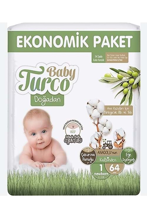 Baby Turco Doğadan Bebek Bezi Ekonomik Paket 1 64 lü 2-5 kg