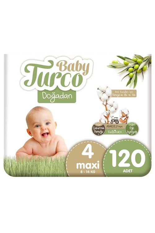 Baby Turco Doğadan Bebek Bezi Bonus Paket 4 120 li 8-14 kg