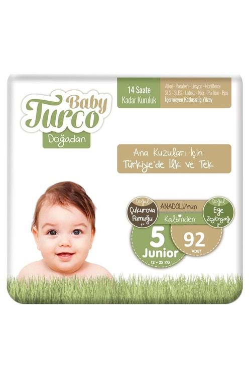 Baby Turco Doğadan Bebek Bezi Bonus Paket 5 92 li 12-25 kg