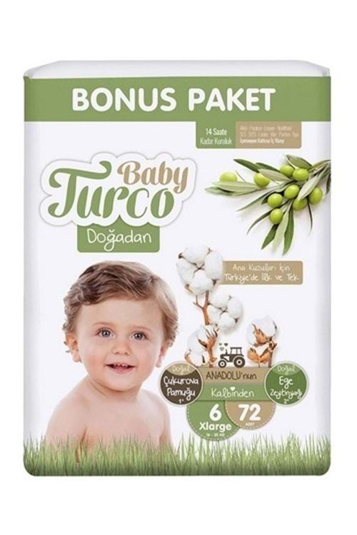 Baby Turco Doğadan Bebek Bezi Bonus Paket 6 72 li 16-25 kg