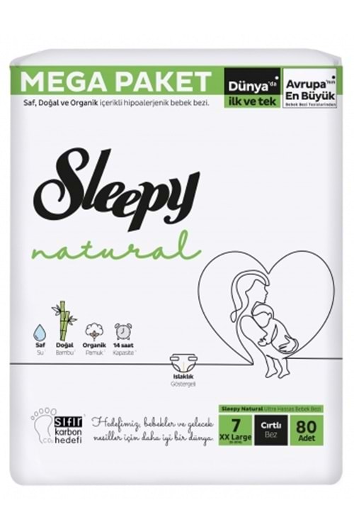 Sleepy Natural Bebek Bezi 7 no 20-30 kg 76 lı Mega Paket