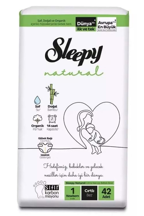 Sleepy Natural Bebek Bezi 1 No 2-5 kg 42 li Paket