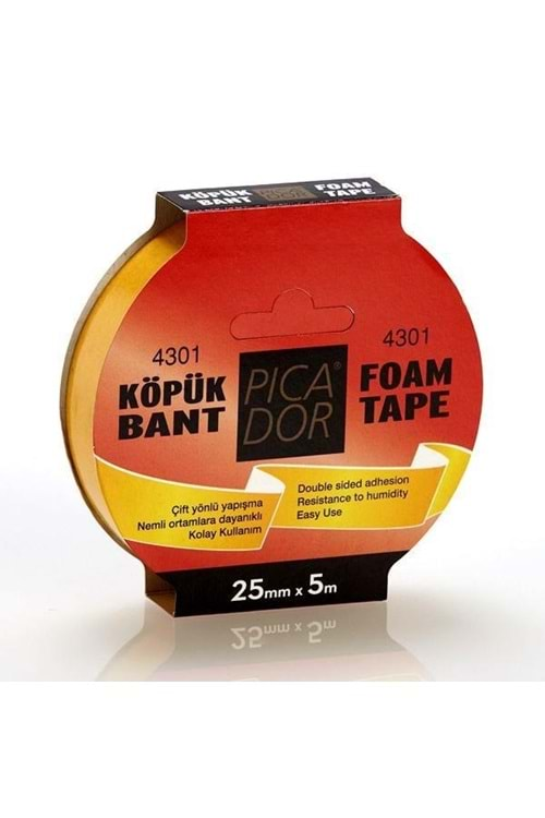 Picador Çift Taraflı Köpük Bant 25 mm x 5 m 4301