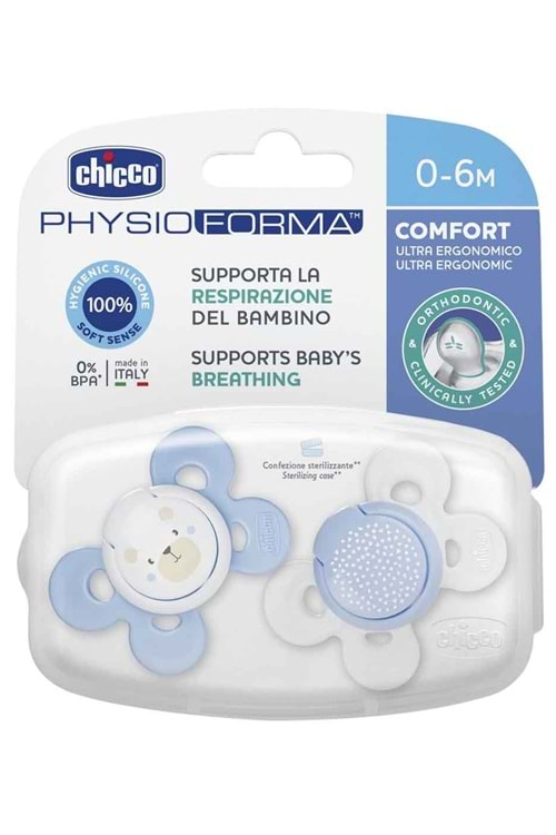 Chicco Physio Forma Comfort Emzik 2 li Mavi 0-6 Ay