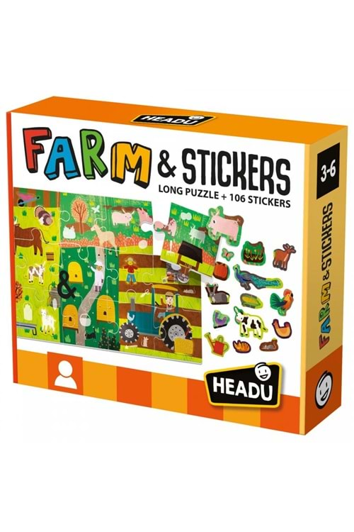 Headu Çiftlik Puzzle ve Sticker 3-6 Yaş MU24926