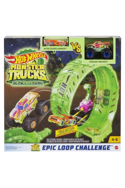 Hot Wheels Monster Trucks Karanlıkta Parlayan Çemberde Yarış HBN02