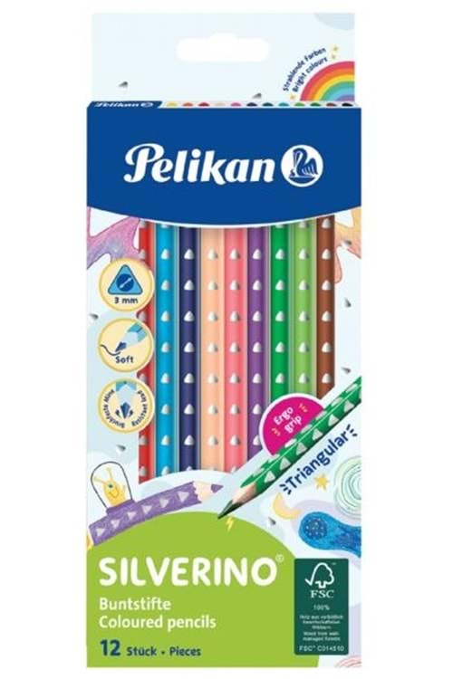 Pelikan Silverino Üçgen Kuru Boya 12 li 700634